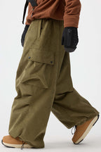 Men's Black Baggy Structured Soft Snow Pants Corduroy Ski Pants - Gsou Snow