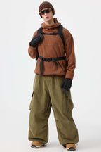 Men's Off White Baggy Structured Ski Pants Corduroy Snow Pants