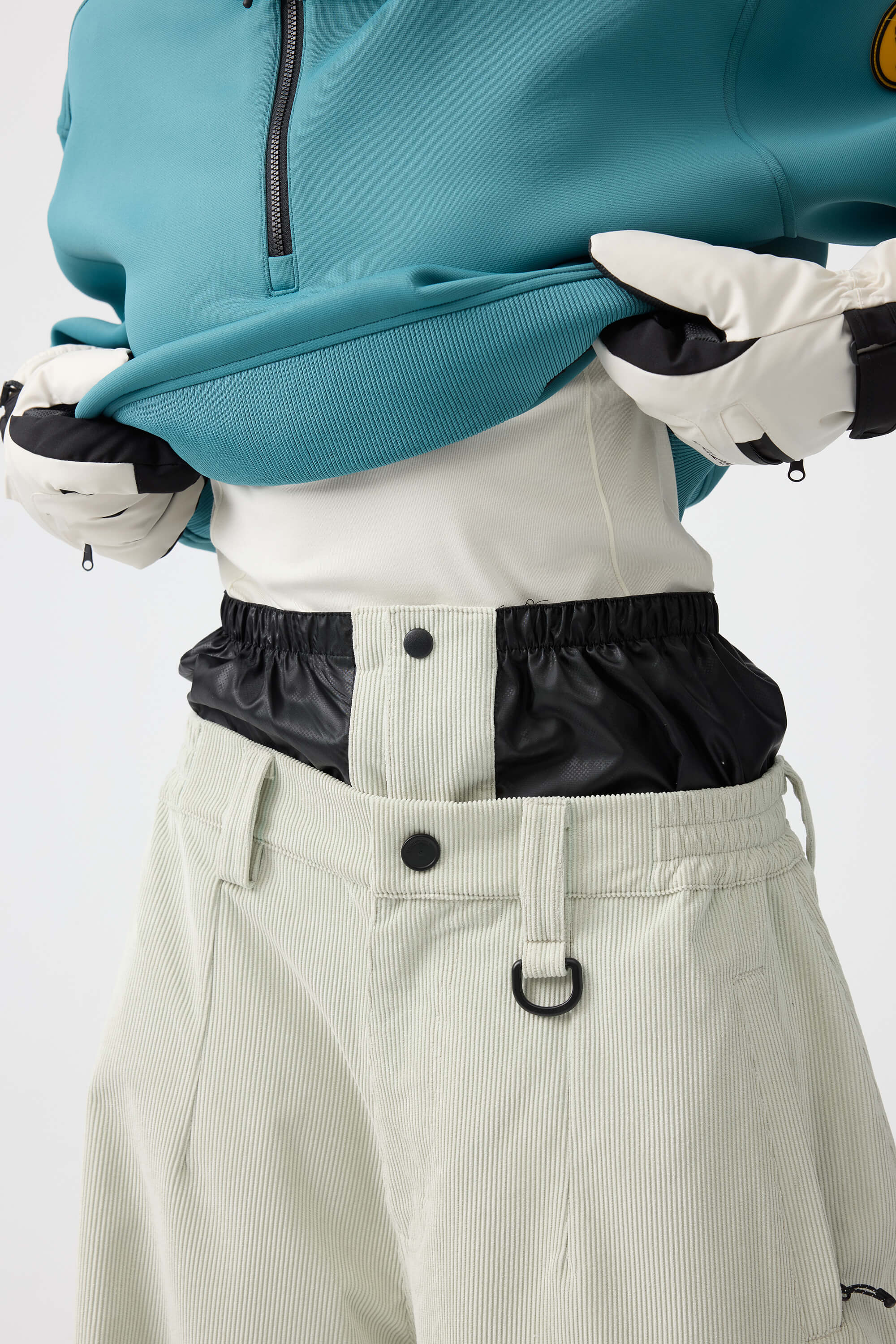 Women's Black Baggy Structured Ski Pants Corduroy Snow Pants