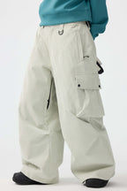 Women's Olive Green Baggy Structured Ski Pants Corduroy Snow Pants