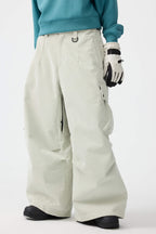Women's Black Baggy Structured Ski Pants Corduroy Snow Pants