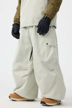 Men's Black Baggy Structured Soft Snow Pants Corduroy Ski Pants - Gsou Snow