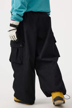 Women's Black Baggy Structured Ski Pants Corduroy Snow Pants