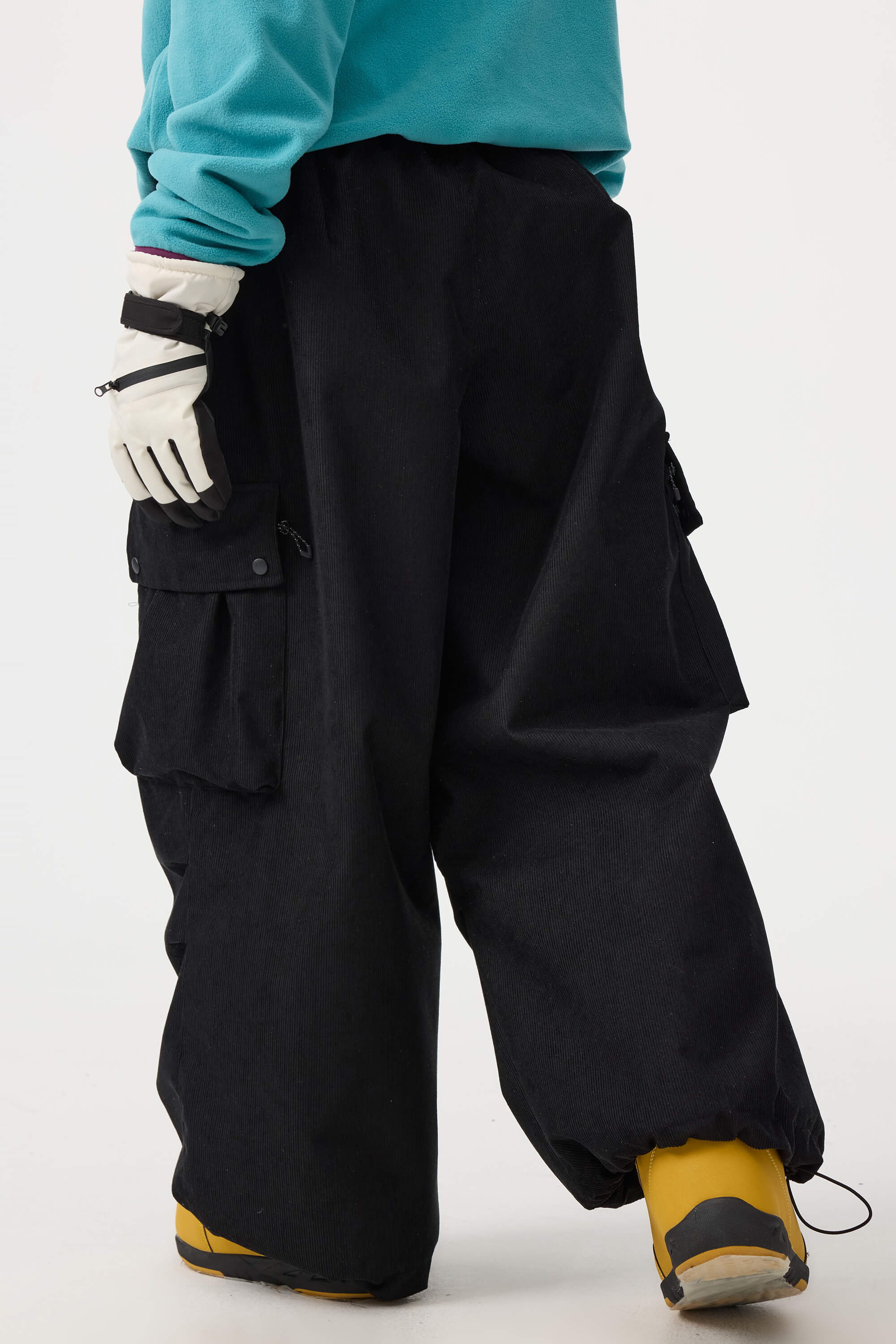 Women's Off White Baggy Structured Ski Pants Corduroy Snow Pants