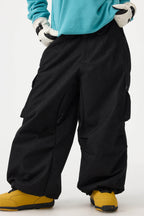 Women's Off White Baggy Structured Soft Snow Pants Corduroy Ski Pants - Gsou Snow