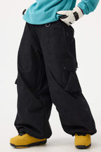 Women's Black Baggy Structured Ski Pants Corduroy Snow Pants