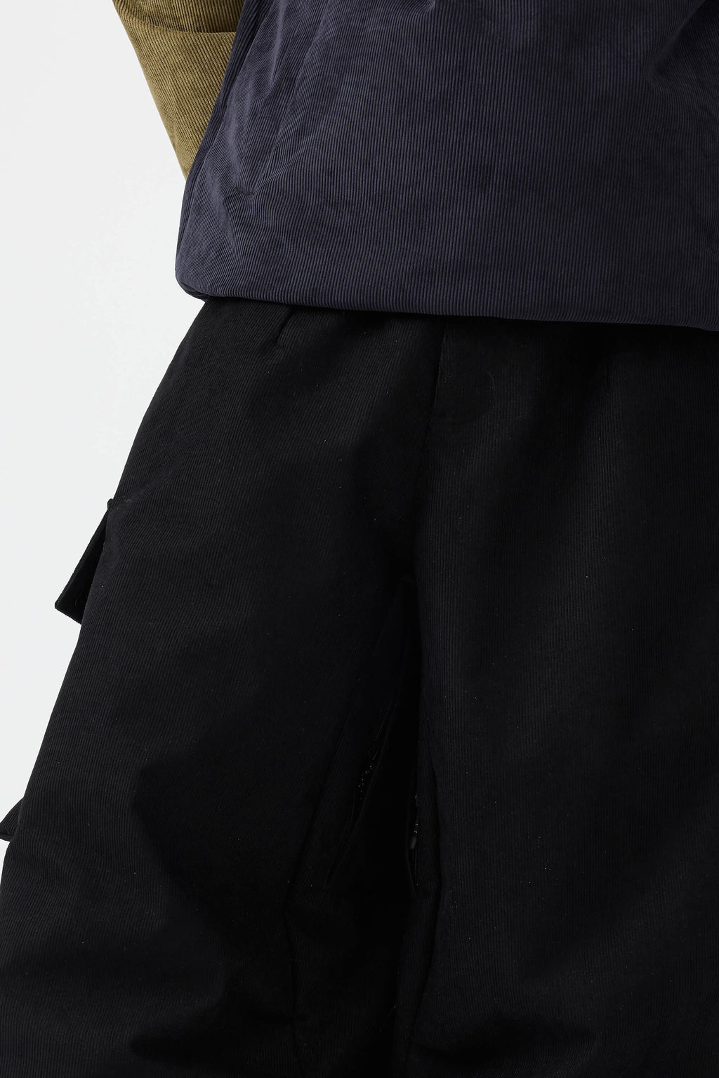Men's Olive Green Baggy Structured Ski Pants Corduroy Snow Pants