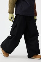 Men's Olive Green Baggy Structured Ski Pants Corduroy Snow Pants
