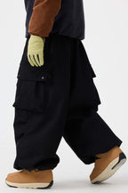 Men's Off White Baggy Structured Soft Snow Pants Corduroy Ski Pants - Gsou Snow