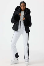 Women's Black 3D-Cut Faux Fur Stretch Insulated Ski Jacket Snow Jacket