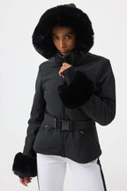 Women's Magenta 3D-Cut Faux Fur Ski Jacket Stretch Insulated Snow Jacket - Gsou Snow