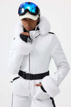 Women's Magenta 3D-Cut Faux Fur Ski Jacket Stretch Insulated Snow Jacket - Gsou Snow