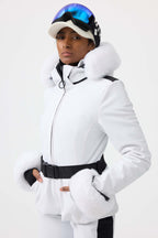 Women's Orange 3D-Cut Faux Fur Ski Jacket Stretch Insulated Snow Jacket - Gsou Snow