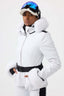 Women's White 3D-Cut Faux Fur Ski Jacket Stretch Insulated Snow Jacket - Gsou Snow