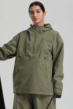 Women's Light Gray Side-Zip Vent Snow Anorak Fully Sealed Insulated Ski Anorak - Gsou Snow