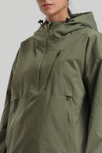 Women's Army Green Side-Zip Vent Snow Anorak Fully Sealed Insulated Ski Anorak - Gsou Snow