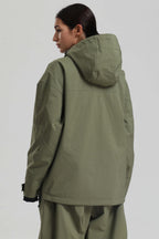 Women's Army Green Side-Zip Vent Snow Anorak Fully Sealed Insulated Ski Anorak - Gsou Snow