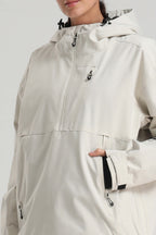 Women's Off White Side-Zip Vent Snow Anorak Fully Sealed Insulated Ski Anorak - Gsou Snow