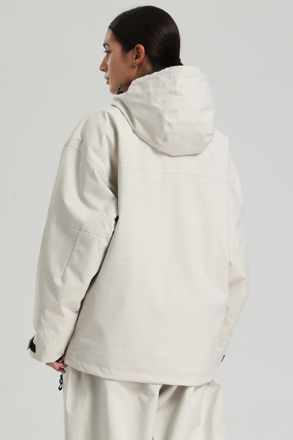 Women's Off White Side-Zip Vent Snow Anorak Fully Sealed Insulated Ski Anorak - Gsou Snow
