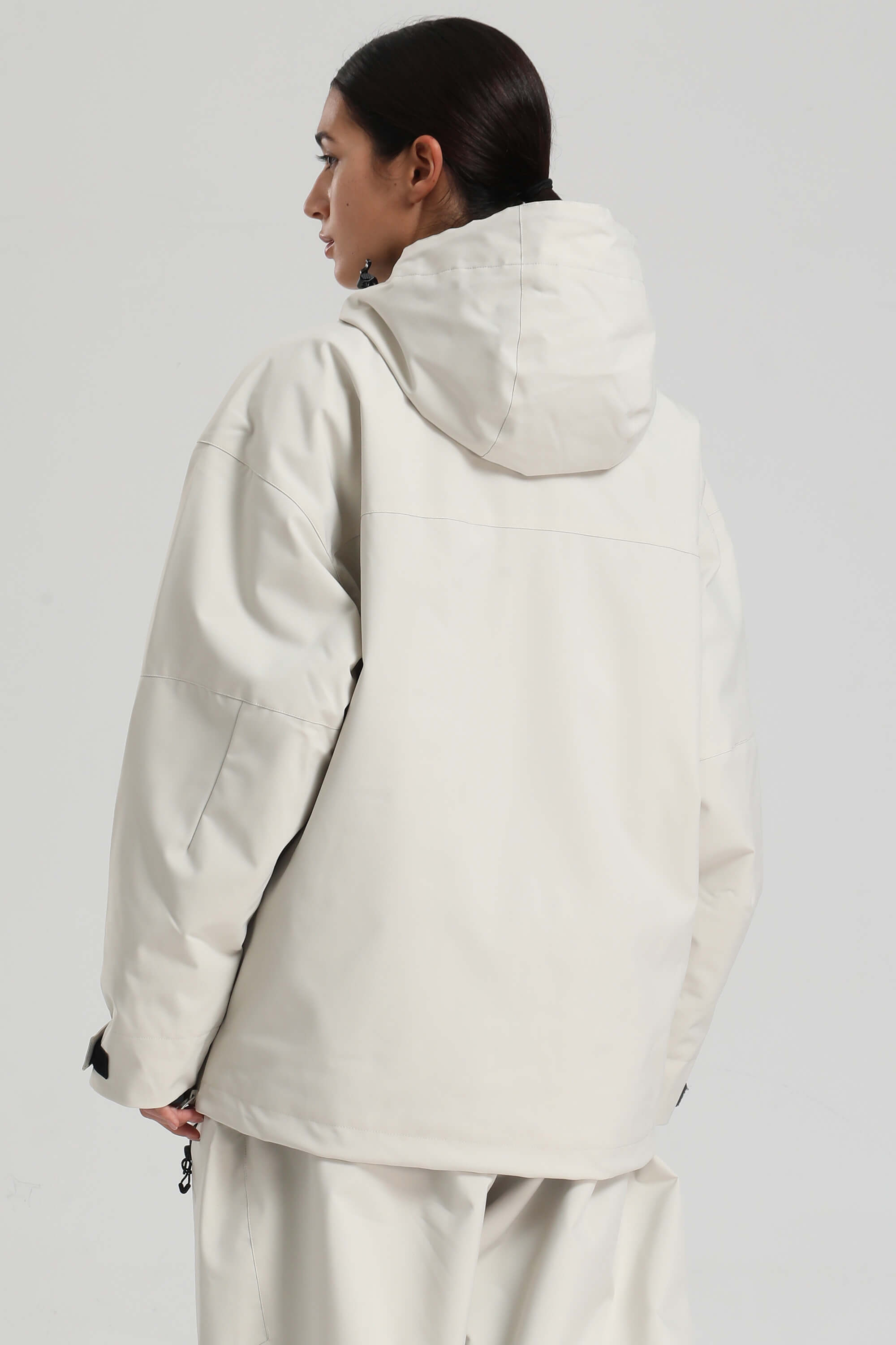 Women's Off White Side-Zip Vent Snow Anorak Fully Sealed Insulated Ski Anorak - Gsou Snow