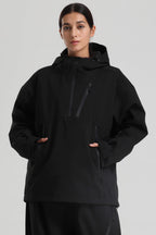 Women's Black Side-Zip Vent Snow Anorak Fully Sealed Insulated Ski Anorak - Gsou Snow