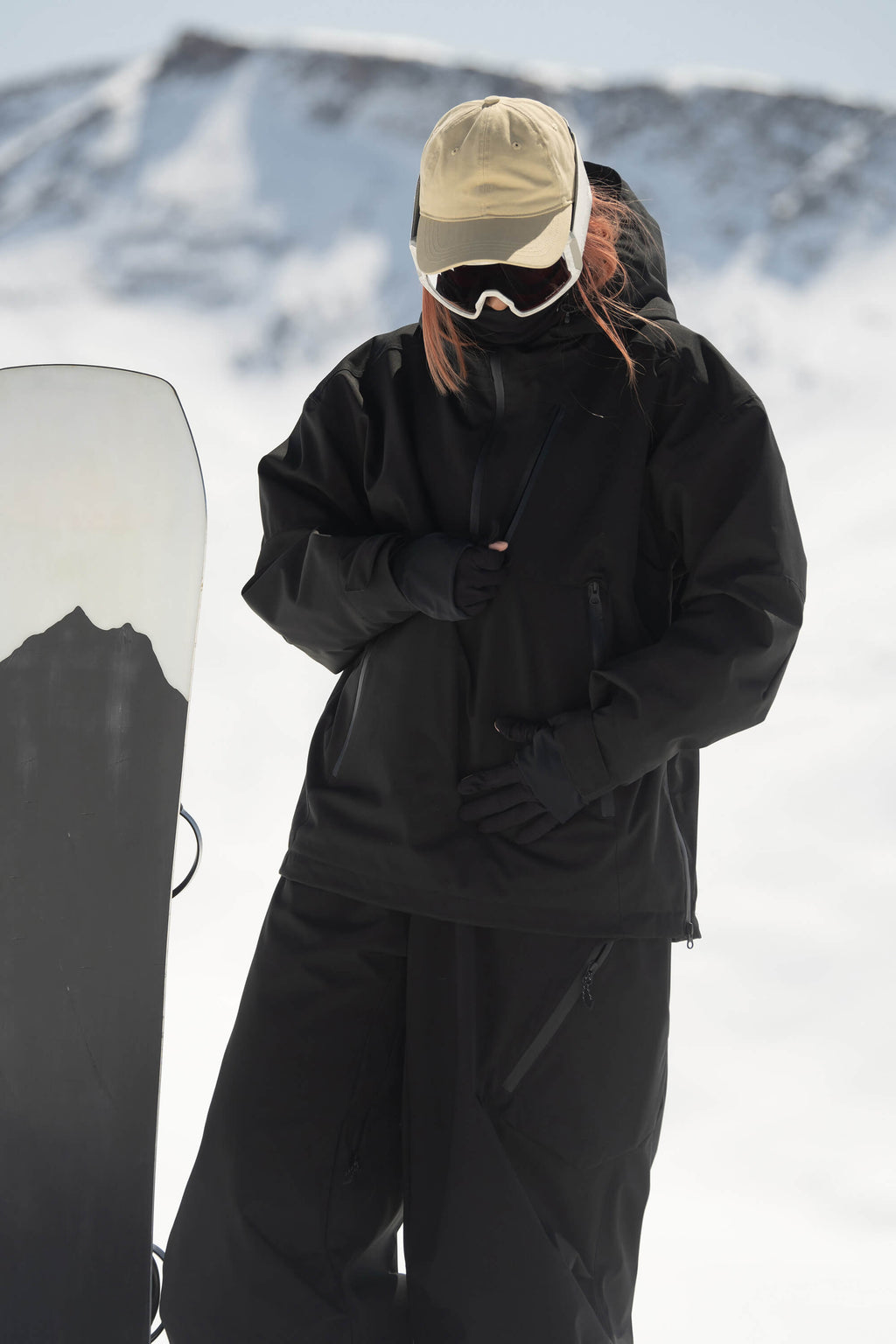 Women's Black Side-Zip Vent Snow Anorak Fully Sealed Insulated Ski Anorak - Gsou Snow