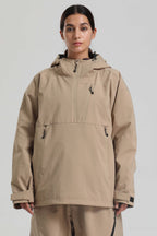 Women's Khaki Side-Zip Vent Snow Anorak Fully Sealed Insulated Ski Anorak - Gsou Snow