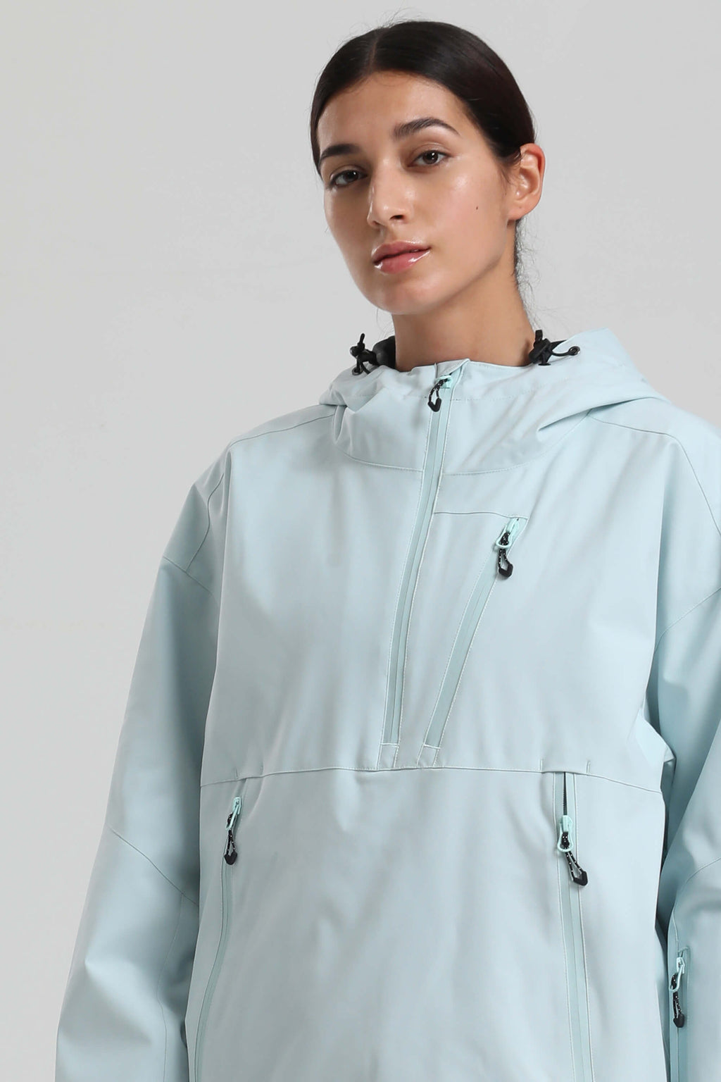 Women's Ice Blue Side-Zip Vent Snow Anorak Fully Sealed Insulated Ski Anorak - Gsou Snow