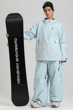 Women's Ice Blue Side-Zip Vent Snow Anorak Fully Sealed Insulated Ski Anorak - Gsou Snow