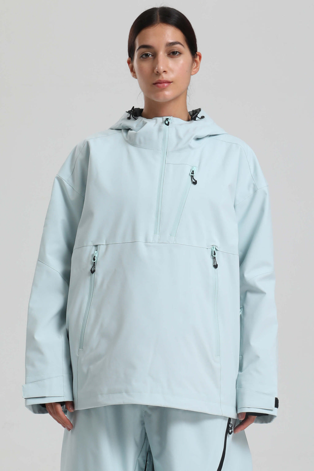 Women's Ice Blue Side-Zip Vent Snow Anorak Fully Sealed Insulated Ski Anorak - Gsou Snow