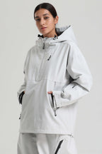 Women's Off White Side-Zip Vented Ski Anorak Fully-Sealed Insulated Snow Anorak
