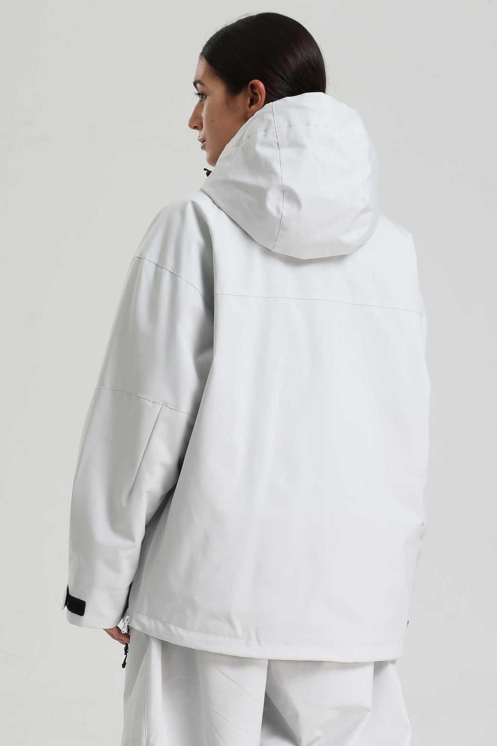 Women's Light Gray Side-Zip Vent Snow Anorak Fully Sealed Insulated Ski Anorak - Gsou Snow