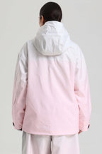 Women's Pink Gradient Side-Zip Vent Snow Anorak Fully Sealed Insulated Ski Anorak - Gsou Snow