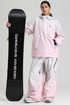 Women's Pink Gradient Side-Zip Vent Snow Anorak Fully Sealed Insulated Ski Anorak - Gsou Snow