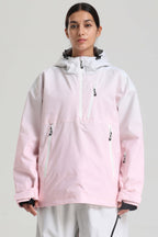 Women's Pink Gradient Side-Zip Vent Snow Anorak Fully Sealed Insulated Ski Anorak - Gsou Snow