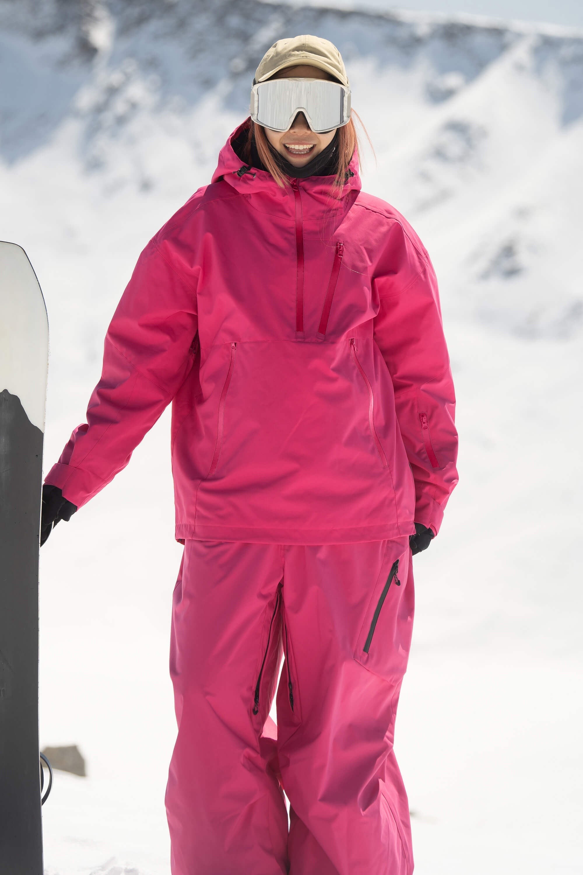 Women's Light Gray Side-Zip Vented Ski Anorak Fully-Sealed Insulated Snow Anorak
