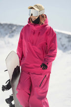 Women's Pink Gradient Side-Zip Vent Snow Anorak Fully Sealed Insulated Ski Anorak - Gsou Snow