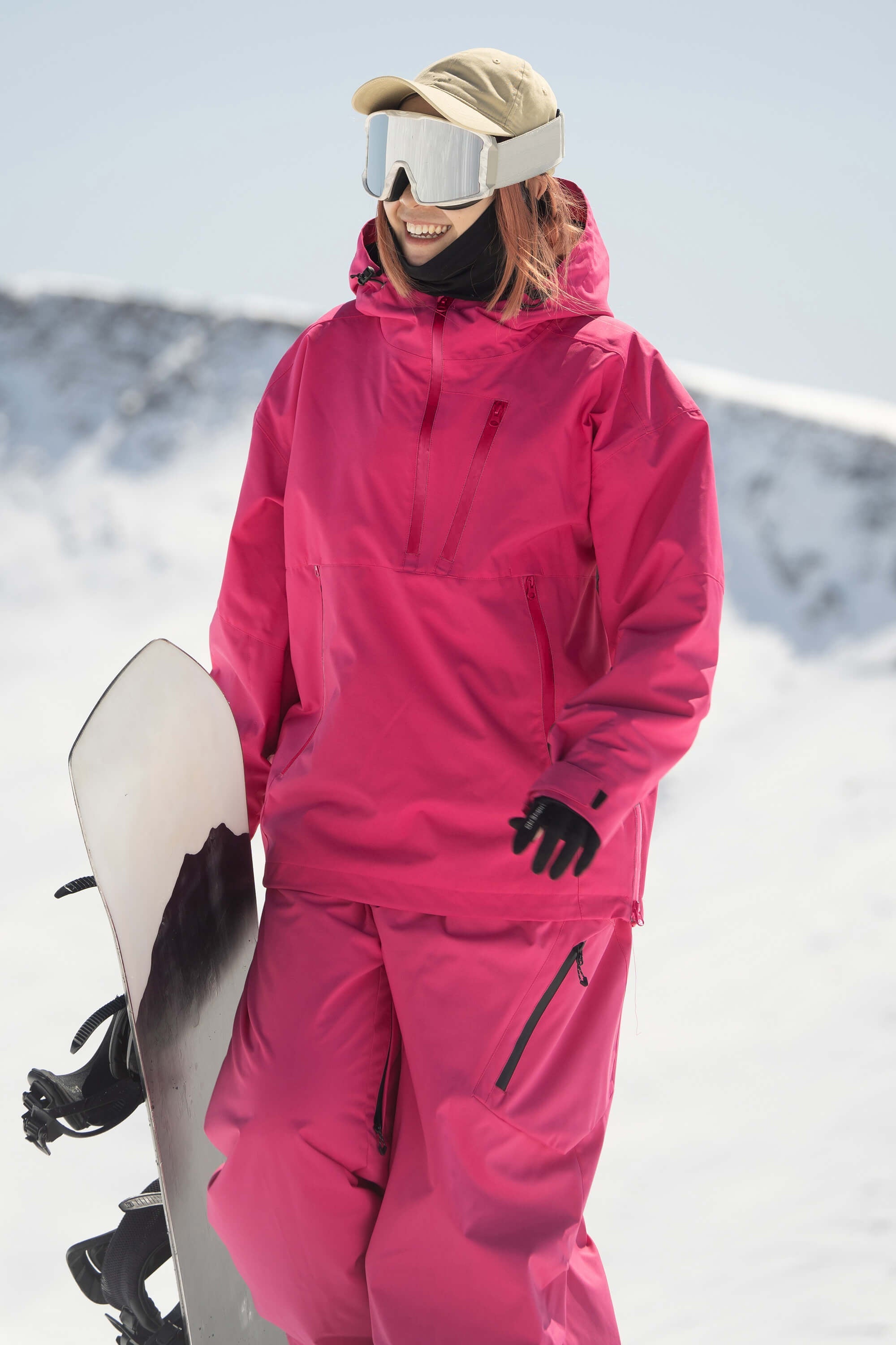 Women's Off White Side-Zip Vented Ski Anorak Fully-Sealed Insulated Snow Anorak