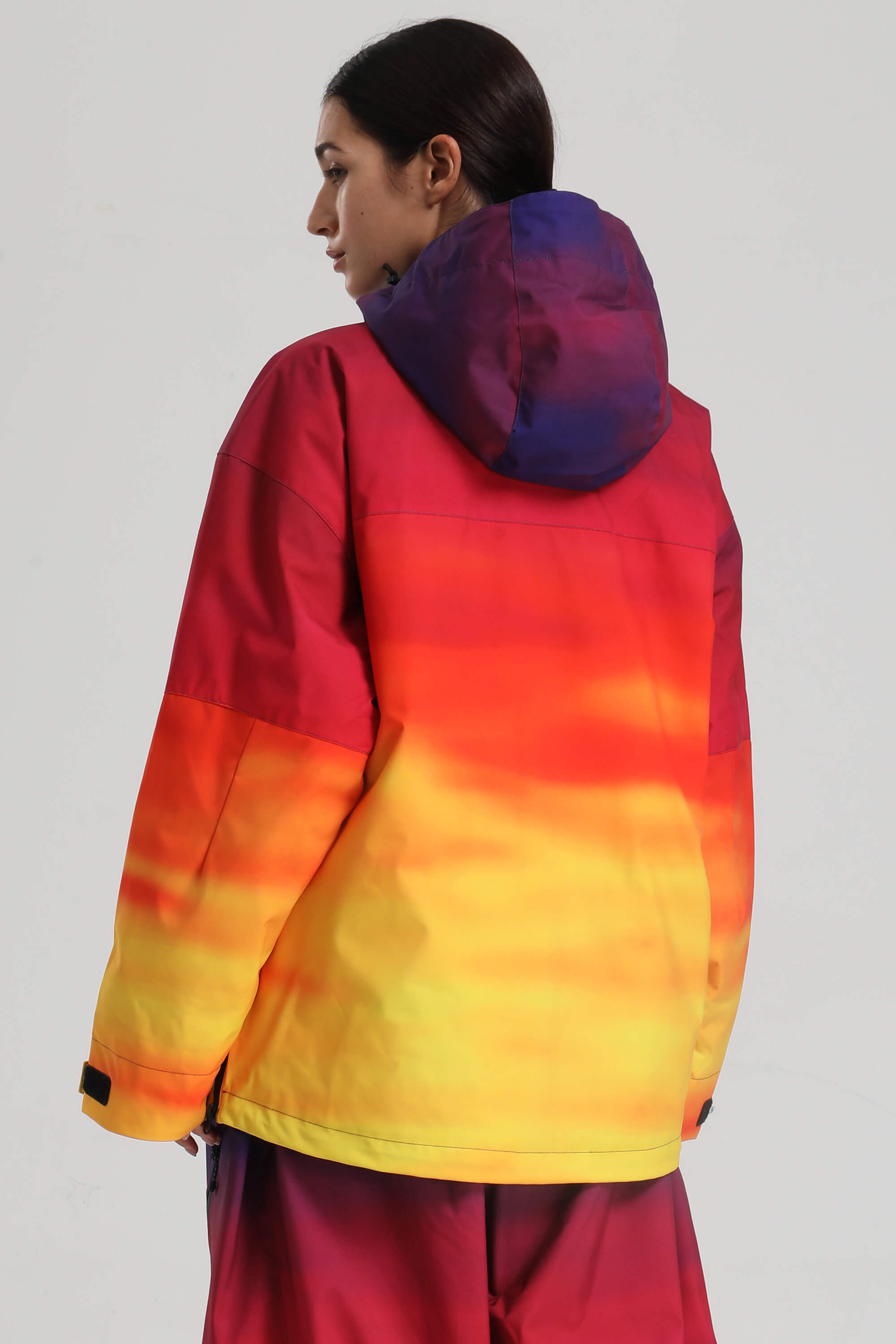 Women's Sunset Gradient Side-Zip Vent Snow Anorak Fully Sealed Insulated Ski Anorak - Gsou Snow