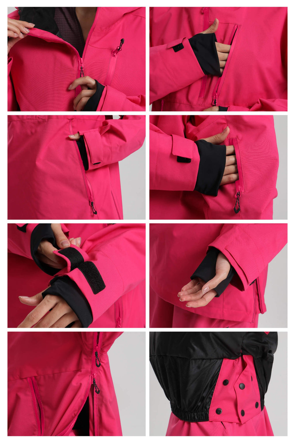 Women's Pink Gradient Side-Zip Vented Ski Anorak Fully-Sealed Insulated Snow Anorak