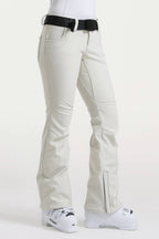 Red Slim-Fit Flared Hem Ski Pants Waterproof Snow Pants