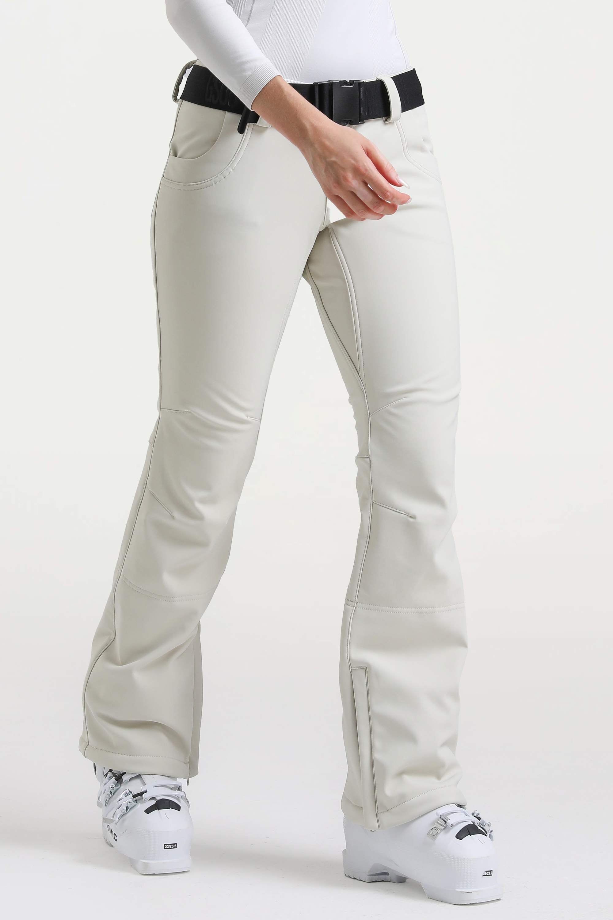 Dark Brown Slim-Fit Flared Hem Ski Pants Waterproof Snow Pants