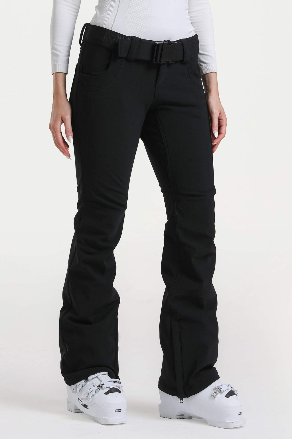 Red Slim-Fit Flared Hem Ski Pants Waterproof Snow Pants