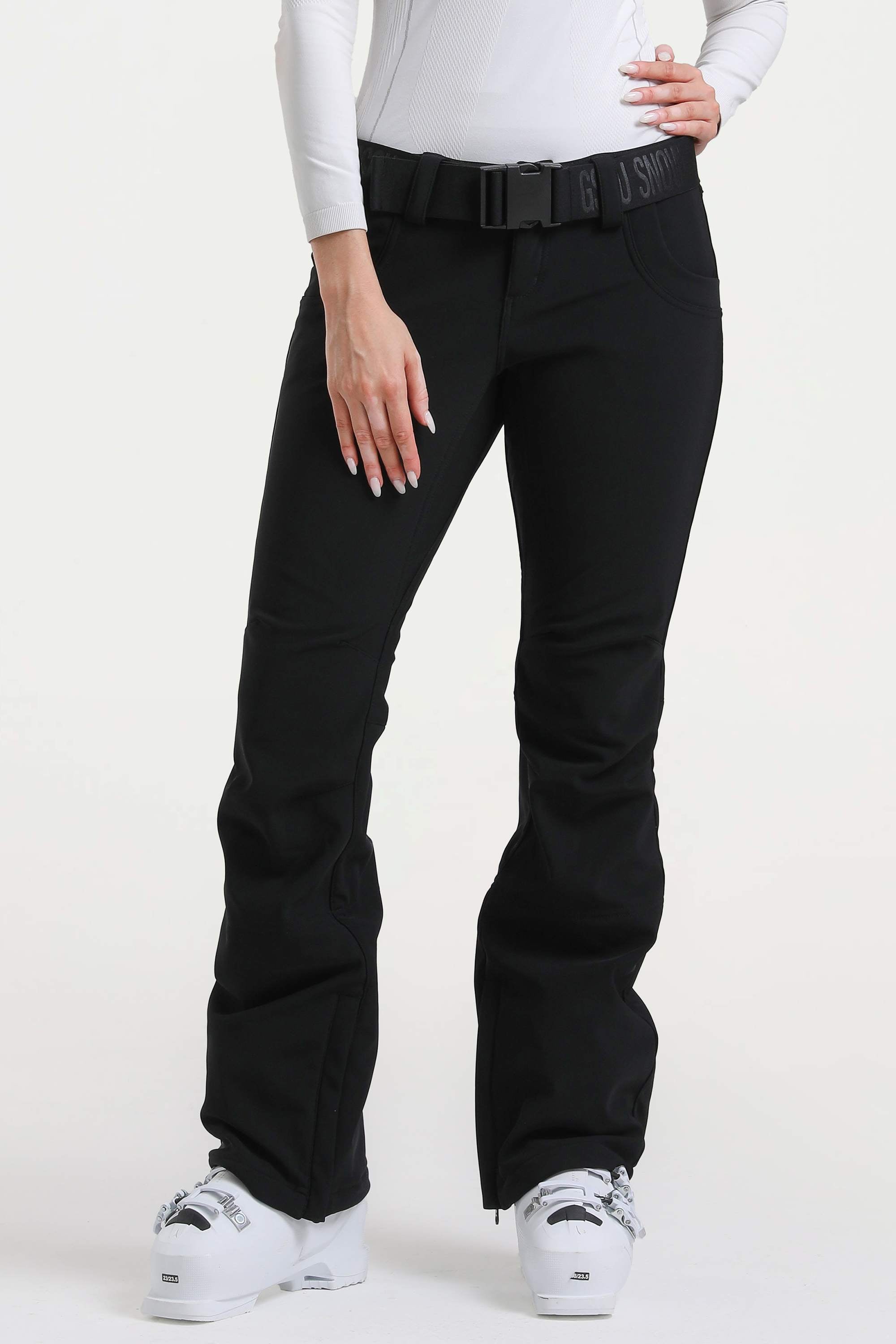 Red Slim-Fit Flared Hem Ski Pants Waterproof Snow Pants