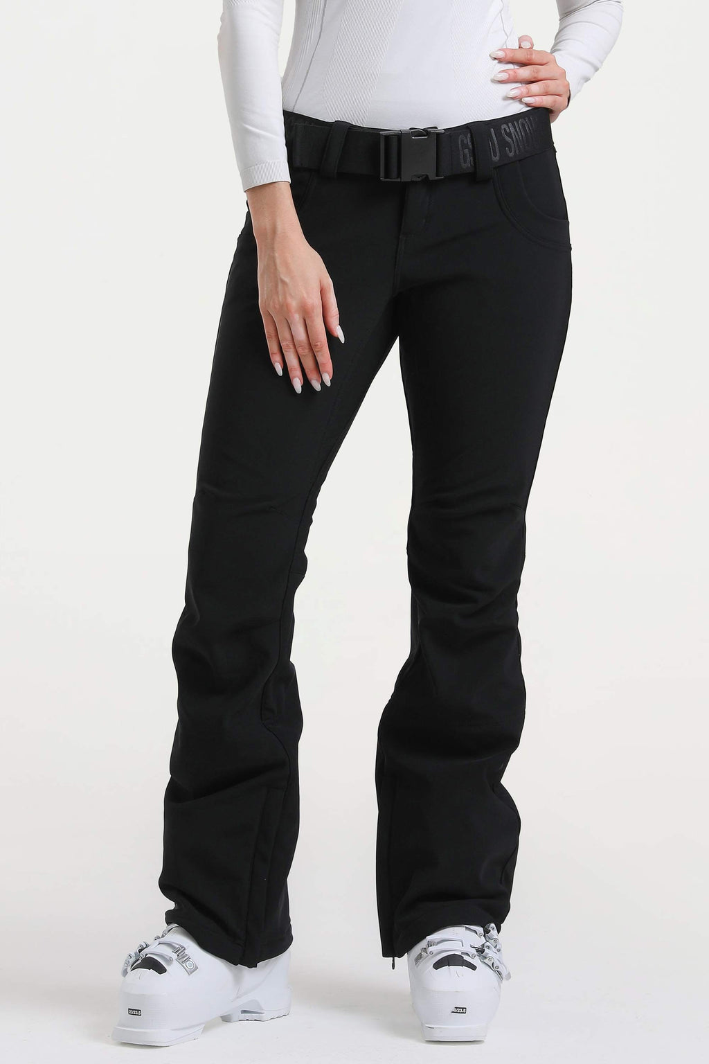 Khaki Slim-Fit Flared Hem Ski Pants Waterproof Snow Pants