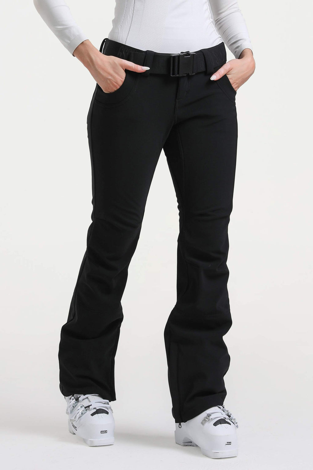 Dark Brown Slim-Fit Flared Hem Ski Pants Waterproof Snow Pants