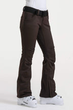 Black Slim-Fit Flared Hem Ski Pants Waterproof Snow Pants