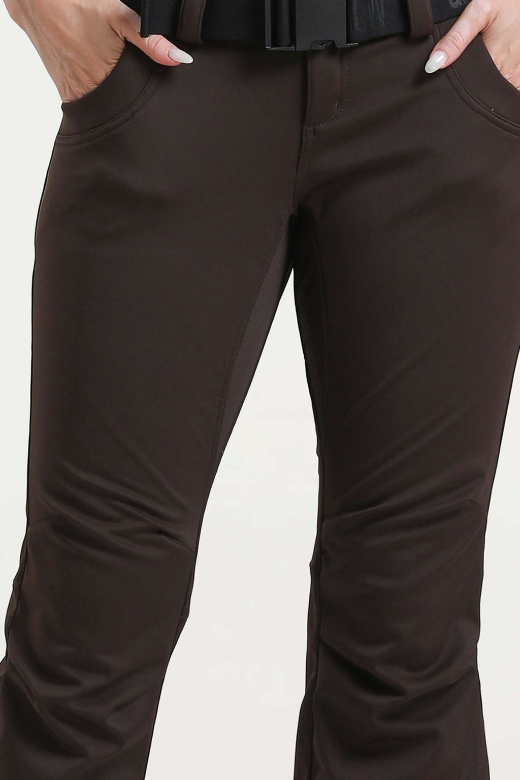 Red Slim-Fit Flared Hem Ski Pants Waterproof Snow Pants