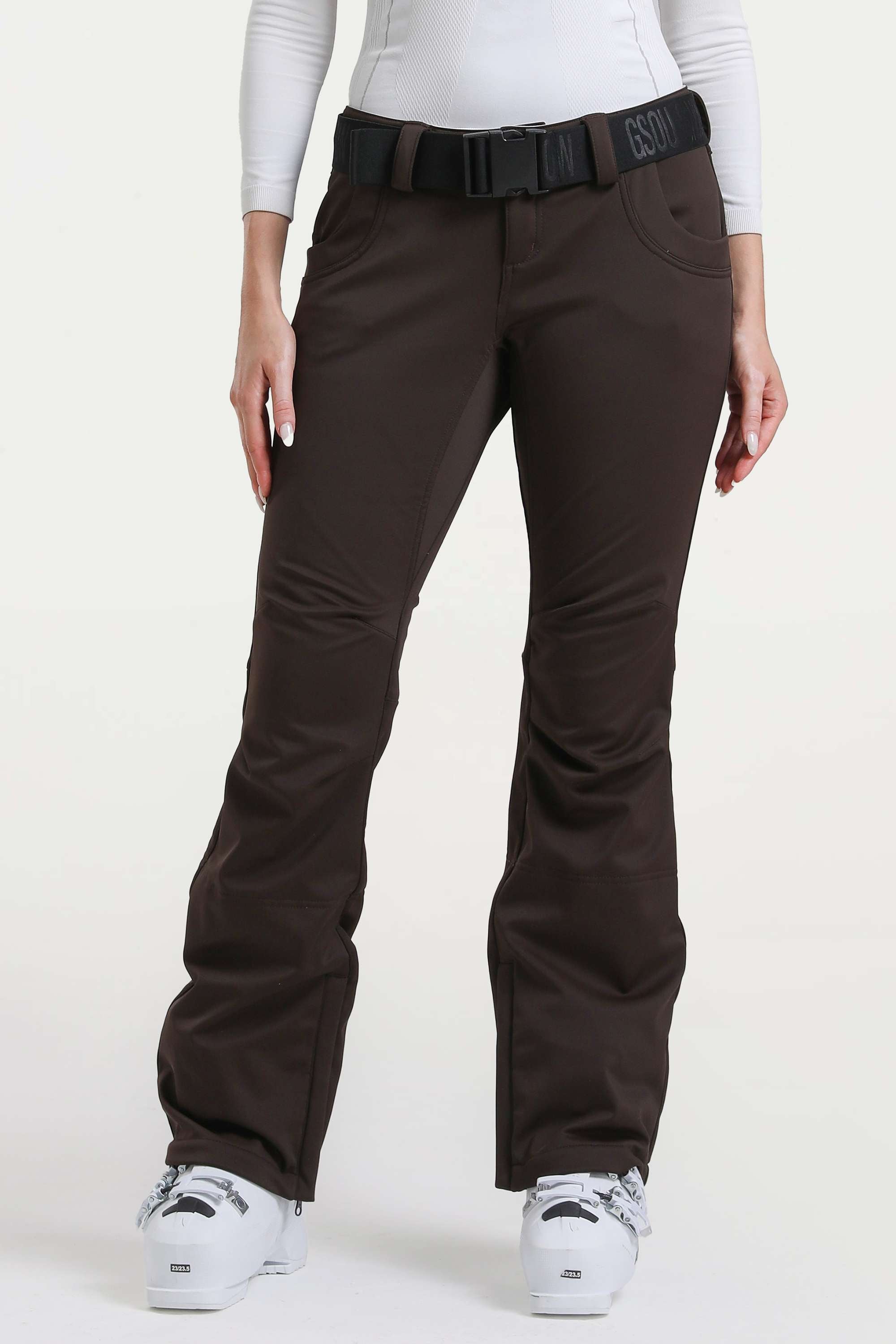 Red Slim-Fit Flared Hem Ski Pants Waterproof Snow Pants