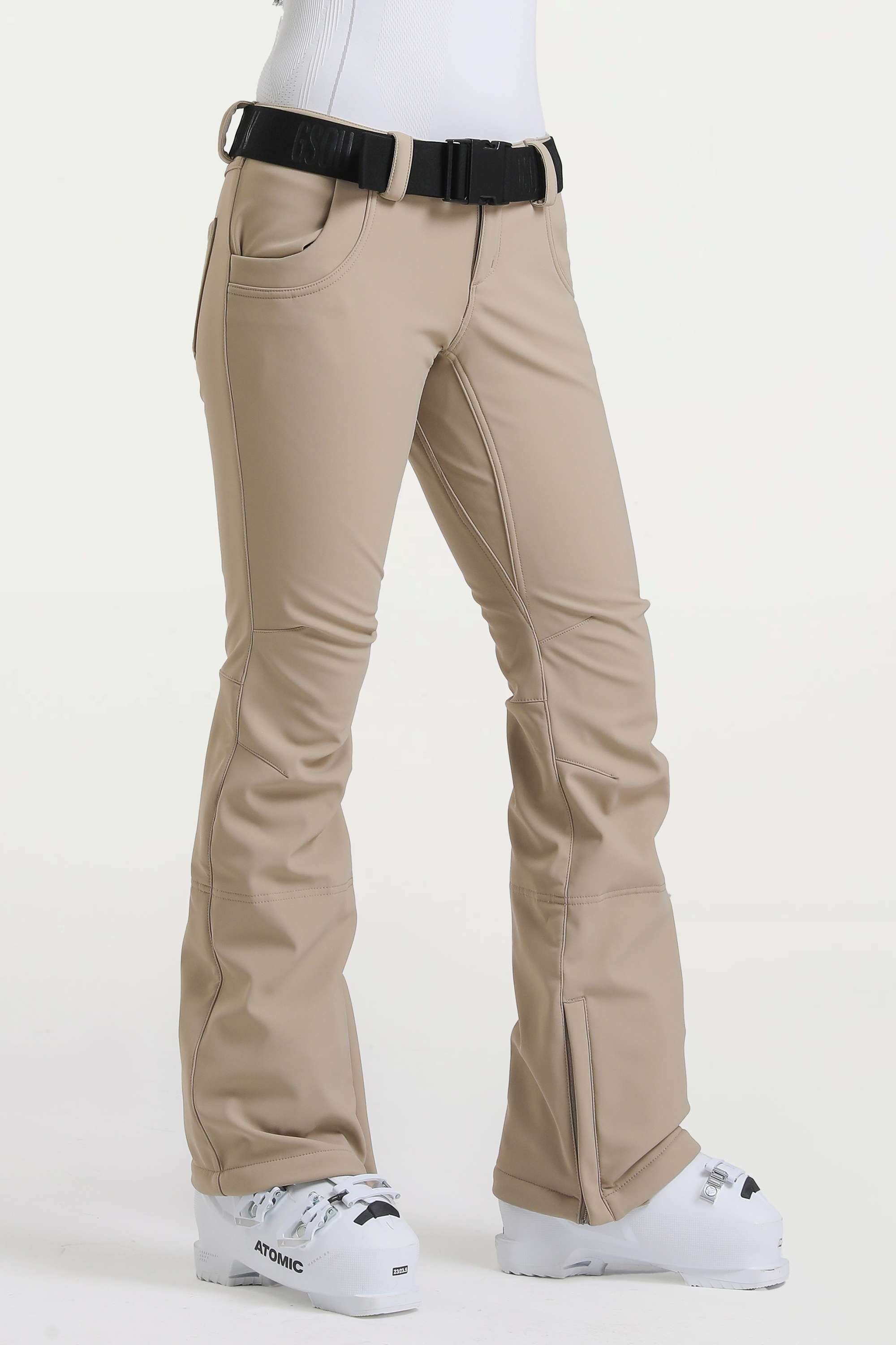 Red Slim-Fit Flared Hem Ski Pants Waterproof Snow Pants